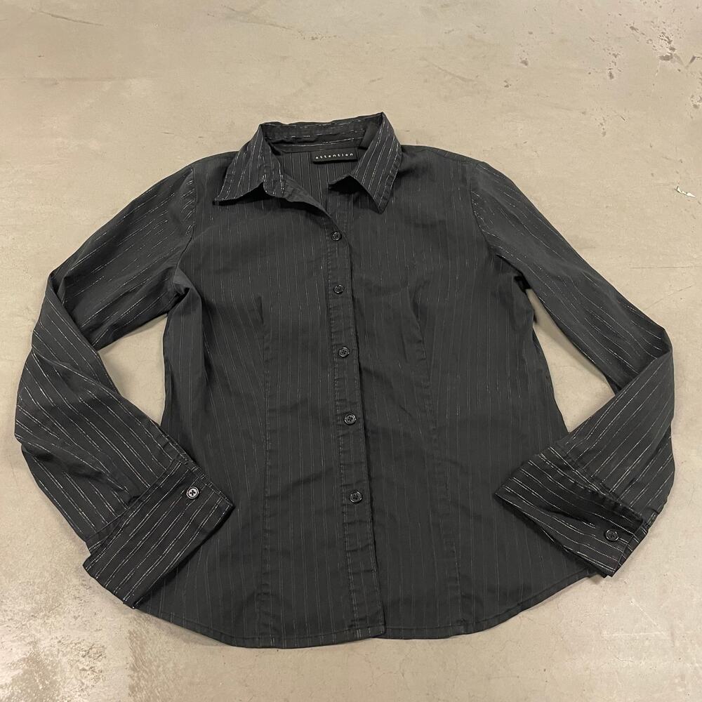Vintage Y2K striped corporate button up shirt